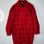 Rebecca Minkoff Red Windowpane Plaid Trench Coat Size Small Photo 1