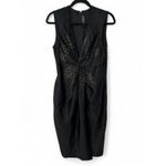 St. John Collection 8 Sequin Detail Liquid Satin Dress Cocktail Holiday Women Black Photo 5