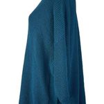 Black Tape SZ X Sweater Dolman Sleeve Chunky Knit Crew Neck Oversized Teal Blue Photo 4