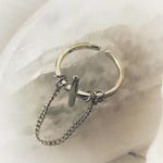 Titanium Steel Cross Minimalist Band Ring Adjustable Silver Photo 2