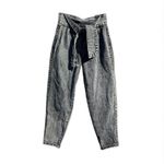 BLANK NYC When In Rome high-rise paperbag denim jeans in black acid wash Photo 1