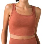 prAna  Becksa Bralette Crop Top Sports Bra Heather Liquer Orange Ribbed Photo 0