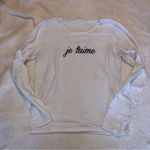 Adika White Long Sleeve Top French Saying "je t’aime" (I love you) Size Small Photo 0