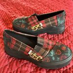 Toms Tom’s  Platform Loafers Women Size 6.5 Red Plaid With Patchwork Photo 4