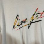 Live Fit White Graphic Front Short Sleeve Athletic Casual T Photo 2