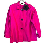 Vintage Painted Pony Jacket Womens Medium Hot Pink Shiny 100%Silk Artsy Career Photo 0