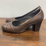 Clarks Artisan Women's Leather Upper Slip On Block Heel Pump Brown Size 9 Photo 7