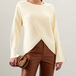 Love, Whit by Whitney Port Sweater Womens X Large Cream Crisscross Ribbed Knit‎ Size XL Photo 0