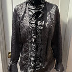 Harvé Benard Harve Benard Grey Ruffled Top in L Photo 0