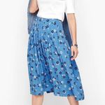 Talbots 8 Blue Rayon Viscose Crepe Cute Buttons Daisy Polka Dots Skirt Photo 1