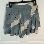 ZARA Basic Shorts Women’s Size SmallCrane Birds Ruffle Layers Blue Wide Zipper Photo 5