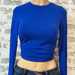 SheIn  Royal Blue Long Sleeve Crop Top Photo 0