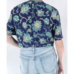 Alfred Dunner Vintage  Silk Blue Floral Crewneck Blouse Size 12 Photo 1
