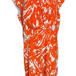 Emma & Michele  Orange White Abstract Dress Size 16 Photo 0