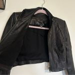Theyskens’ Theory Black Lambskin Leather Silk Lined Cropped Moto Jacket P/0/00 Photo 3
