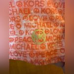 Michael Kors  Love Peace MK T-Shirt Button Shoulder Detail Grapefruit NWT Large Photo 7