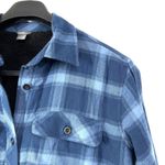 Eddie Bauer Flannel Shirt Jacket Sherpa Lined Blue Plaid Button Up Womens Medium Photo 1