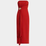 Acler. NEW NWT Whitnell Strapless Midi Dress In Burgundy Photo 3