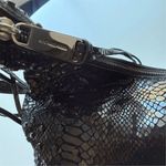 Michael Kors RARE Rhea Chrystal Black Snake-Embossed Studded Hobo Bag w MK Charm Photo 2