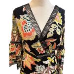 Entro  Women's Black Floral Bell Sleeve Knee Length Dress Size S Photo 1