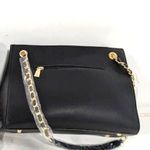 Max Studio NWT  Black Pebble Grain Double Handle Gold Tone Chain Tote Purse Photo 2