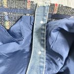 White House | Black Market GAWOO Women’s Blue Jean Plaid Tweed Patchwork Mini Skirt - Size L Waist 30 In Photo 2