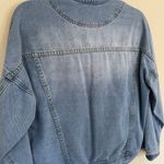 Forever 21 cropped denim jean jacket flower patches boxy Women’s size small Photo 5