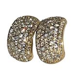 Vintage Roman Gold Plated Swarovski Paved Crystal Clip On Huggies Earrings Photo 6