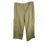 Vince Women's Cropped Cargo Pants 14 NWT Khaki Green Cotton Stretch Utility Photo 1