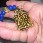 Gold Tone and Aurora Borealis Crystal Perfume Bottle And Blue Bead Fashion Brace Photo 7