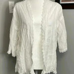 Everly  White Lace Eyelet Open Top Cardigan Sweater Size Large Photo 0