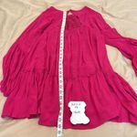 NWT Adiva bright pink LS mini dress or tunic keyhole flowy flouncy ruffles lace Pink Photo 11