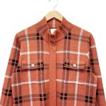 Joie  Plaid Shacket Soft Knit Full Zip Sweater Jacket Rust Black White Size Large Photo 6