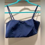 ASOS Navy Blue Satin Spaghetti Strap Square Neck Cami Crop Top - Size 6 Photo 2