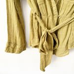 Free People WE THE FREE |  Safari Sheer Wrap Top Olive Green Blouse Raw Edge | XL Photo 3