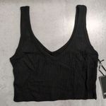 Michael Lauren NWT  Black Claremont V Neck Crop Top Ribbed Sleeveless XS Photo 0