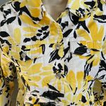 Womens Denim Floral Jacket Stretch Yellow Black Size 8 u Photo 4