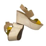 BCBGeneration Shoes Yellow Tan Wood Platform Wedges Sandals Size Women's 8 Photo 2