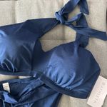 Athleta Halter Bikini Top 40 B/C and Bikini bottoms medium NWT NEW BLUE Photo 1