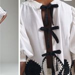 Anthropologie  Bow-Back Crochet Crop Top in Black & White One Size Photo 3