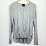 Heather Grey Long Sleeve Twist Front Long Sleeve Top Women's Size Medium M Gray Photo 0