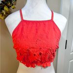Free People NWT INTIMATELY June T-Back Halter Eyelet Bralette in Coral Sz M Photo 2