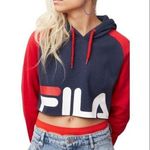 FILA 2/$30  Luciana Cropped Raw Hem Long Sleeve Hoodie Sweatshirt Pullover Large Photo 0