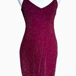 NWT GILLI Wine Burgundy Glitter Spaghetti Straps Wrap Over Dress Size Small S Photo 0