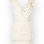 Sky š¤ Tino Fluffy Rabbit Fur Trim Sexy Bodycon Mini Dress š¤ White š¤ Medium š¤ Photo 8