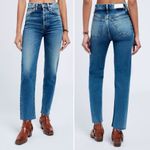 RE/DONE  70s High Rise Stove Pipe Jeans Broken In Dark Wash Size 24 Straight Leg Photo 15