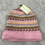 New Lord and Taylor Angora Wool Pink and Brown Stripe Knit Winter Cap Beanie Photo 1