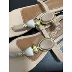 Isa Belly Beige Flat T Strap Wedge Sandals Women Size US 7 Photo 3