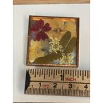 Pressed Flower Brooch Square Copper Frame Signed Tobin Red Photo 4