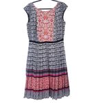 Halogen Printed Multicolor Pleated Fit & Flare Dress Sleeveless Photo 1